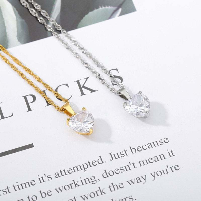 Heart necklace zircon heart pendant jewelry gift for Valentine's