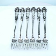 1847 Rogers Bros Charter Oak Pickle Fork Old Style Set of 6 with C Monogram - $229.08