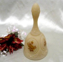 3687 Antique Fenton Chocolate Roses on Cameo Satin Bell - $40.00
