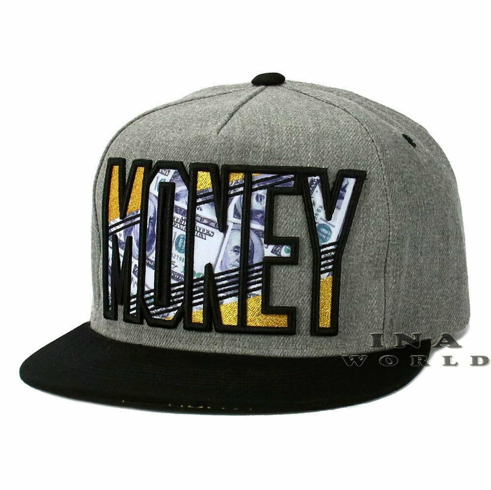 MONEY Bill Hat Cap Hundred Dollars Embroidered Snapback Flat bill