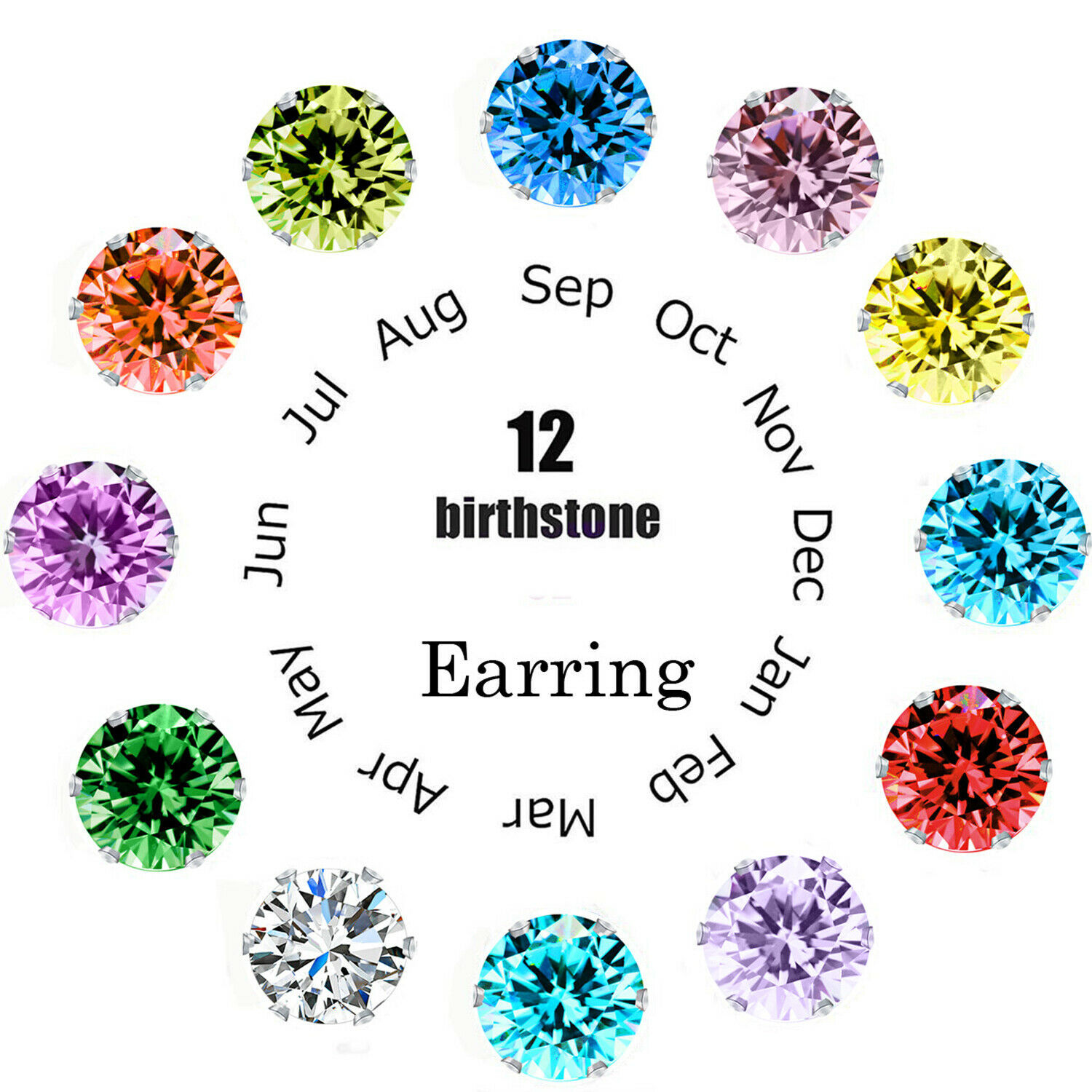 Willabeee 12 Month Earring Set with Case Colors of the Rainbow