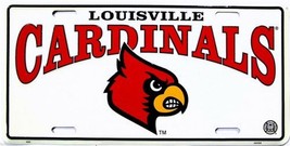 NCAA Louisville Cardinals Embossed White Metal License Plate Auto Tag Sign - $6.95
