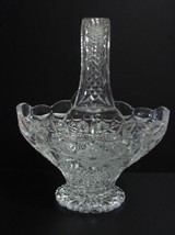Vintage Cut Lead Crystal BASKET/ Vase Diamond, File, Etched Flowers - $39.00