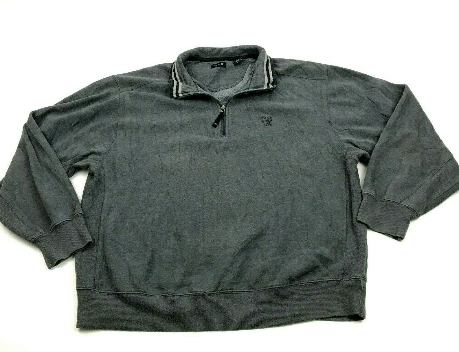Izod 1/4 Zip Sweater Polo Men's Size Extra Large XL Gray Long Sleeve ...