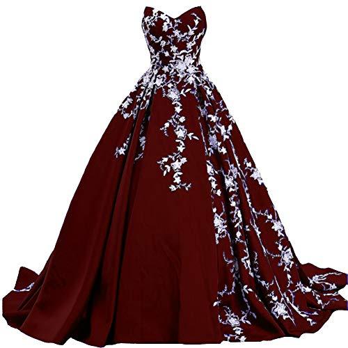 Plus Size White Lace Long Ball Gown Prom Evening Dresses Gothic Burgundy US 18W
