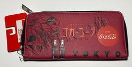 Rare NEW Coke Coca Cola Tokyo Special edition Women Girl burgundy ID zip wallet image 1