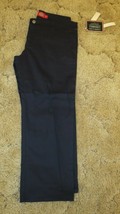 Dickies Girl's Stretch Fabric School Uniform Pants 32.5" 24" 4 Pockets Navy Sz 7 - $14.80
