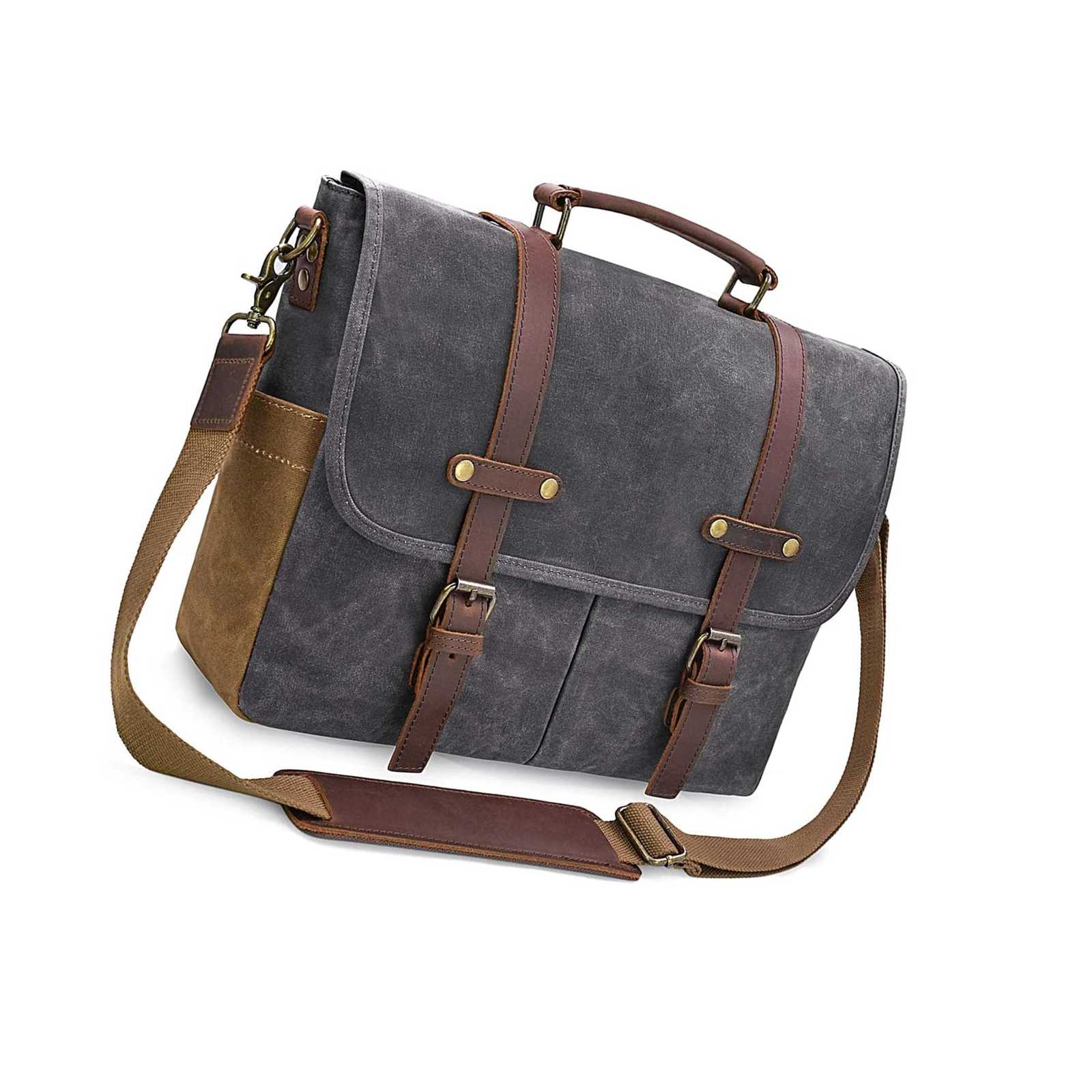 Mgrt Products - Mens messenger bag 15.6 inch waterproof vintage genuine waxed canvas briefcas