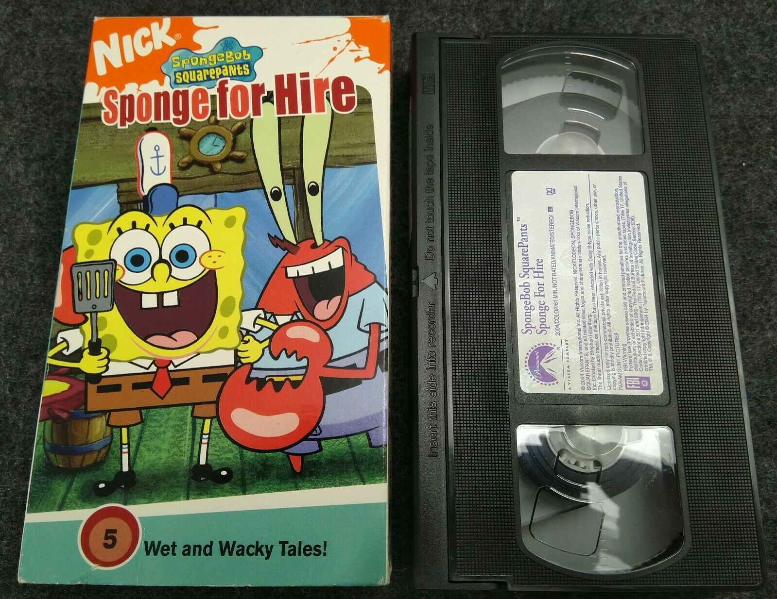 VHS Spongebob Squarepants - Sponge for Hire (VHS, 2004) - VHS Tapes