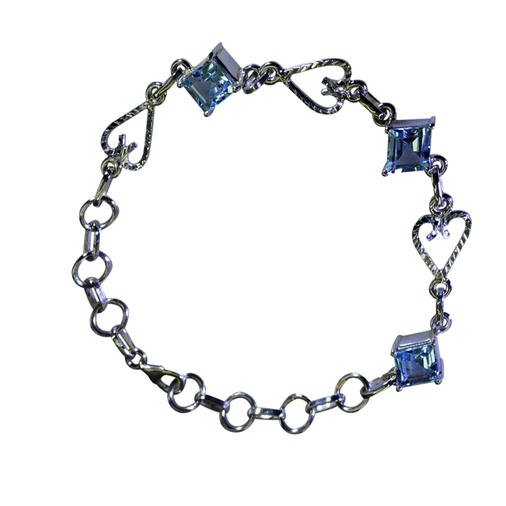 Genuine Blue Topaz Bracelet Gift For Women December Astrological L 6.5