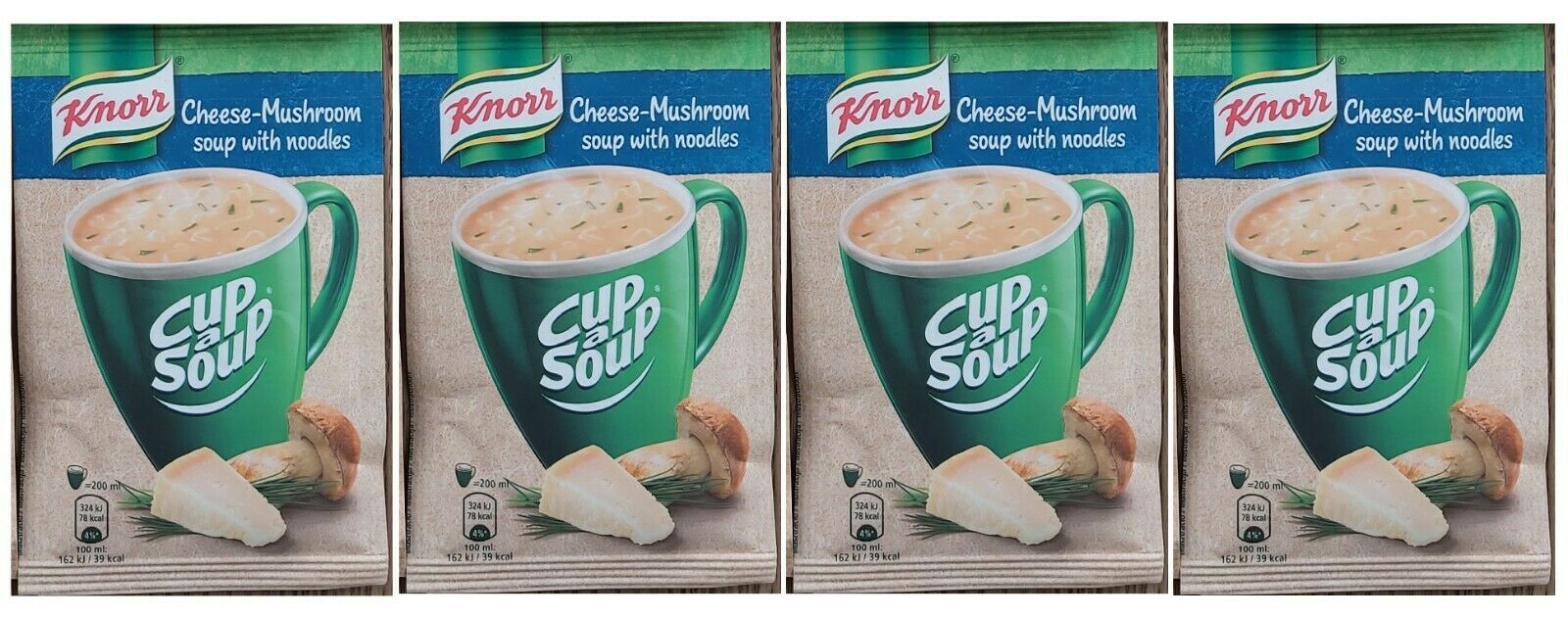 Primary image for 4 bags KNORR instant soup Mushroom and cheese with croutons flavor Quick and Eas