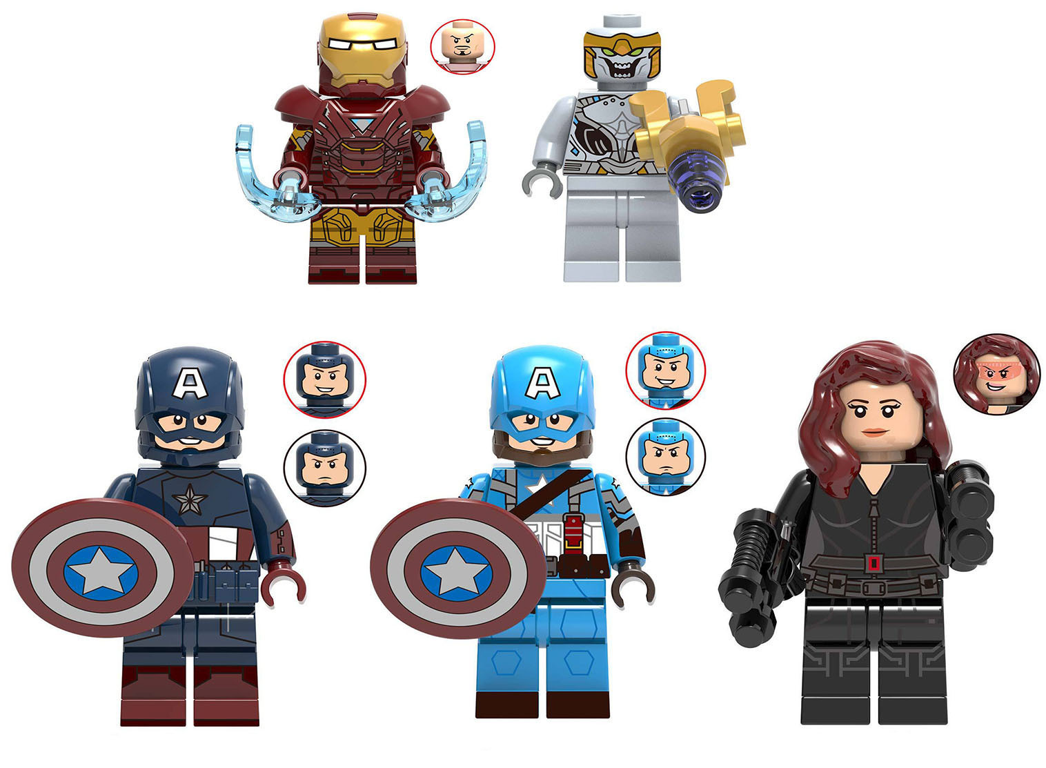 5pcs/set Marvel Universe Superheroes Iron Man, Captain Amercia Building Blocks