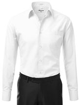 Berlioni Italy Men's Premium French Convertible Cuff Solid Dress Shirt White image 2