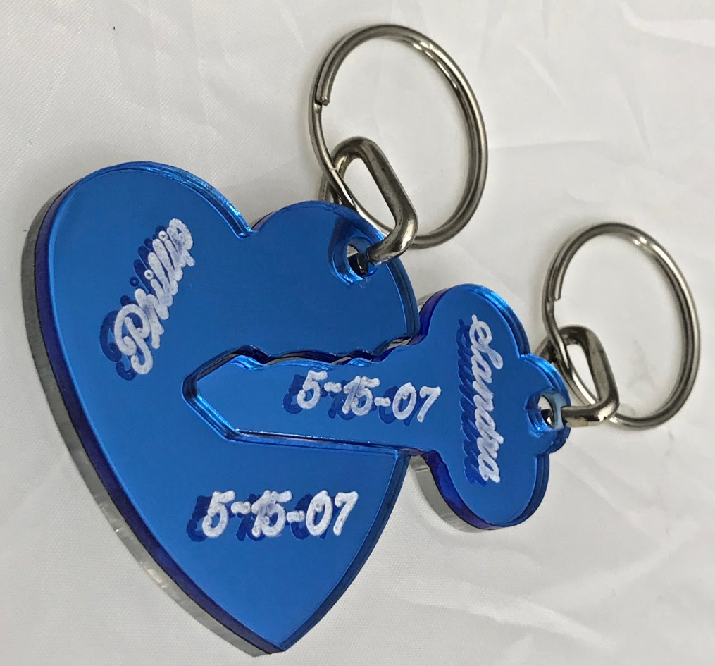 Key To My Heart Key Chain Personalized Acrylic Mirror Heart Keychain