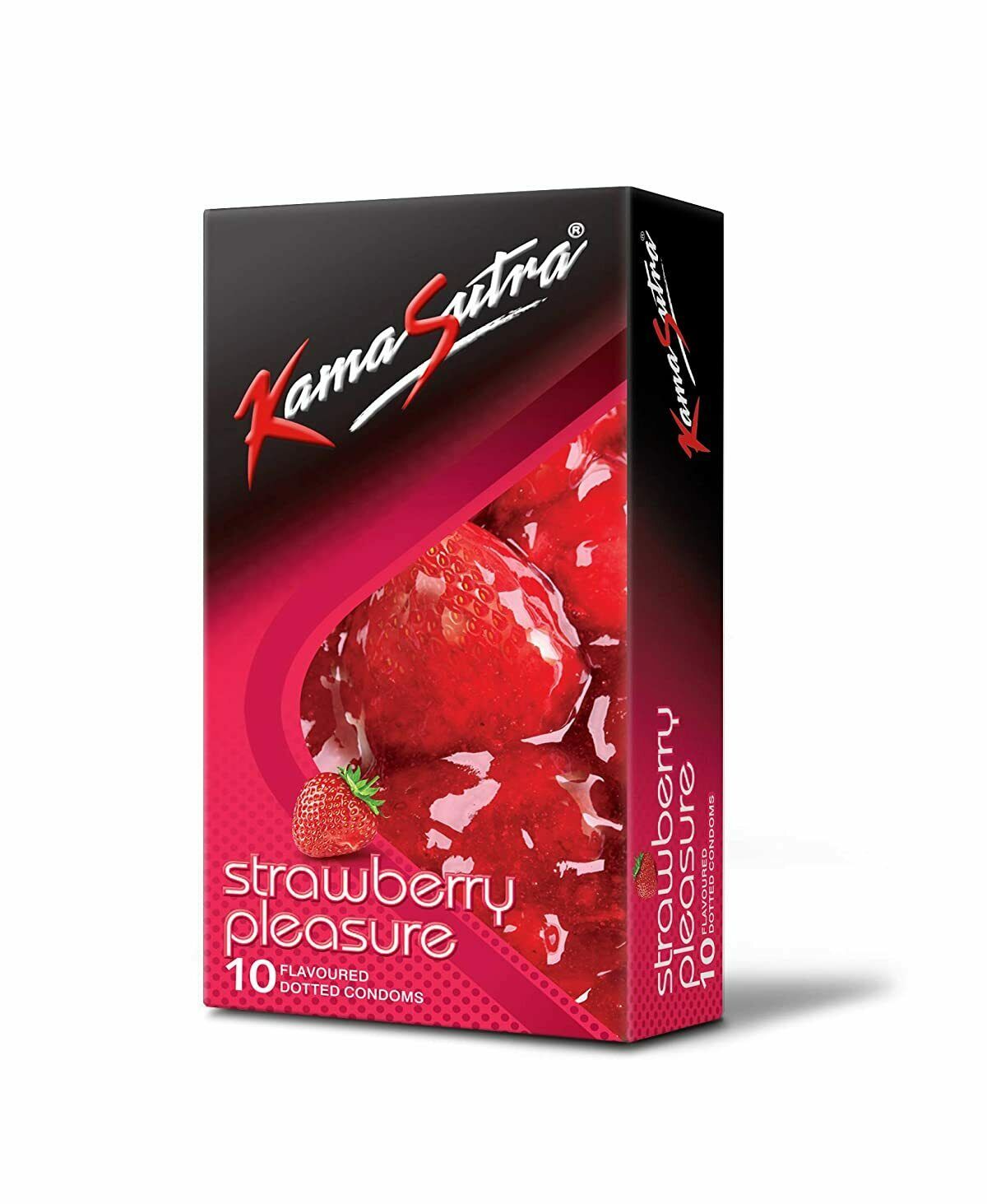 KamaSutra Strawberry Pleasure Flavoured Condoms - 10 Count (Pack of 1)