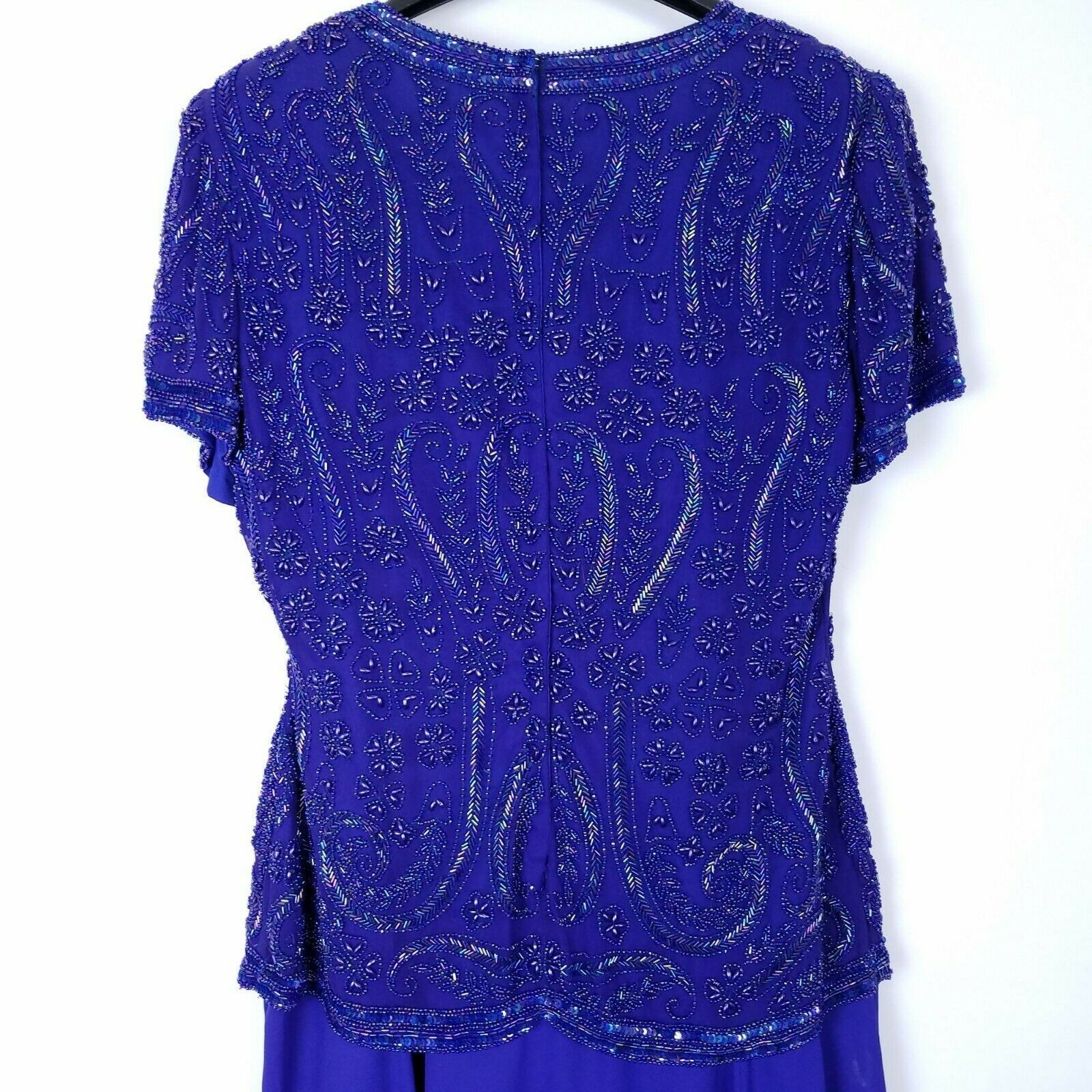 STENAY Beaded Bodice Formal Dress Evening Gown Purple Silk VTG Women’s ...