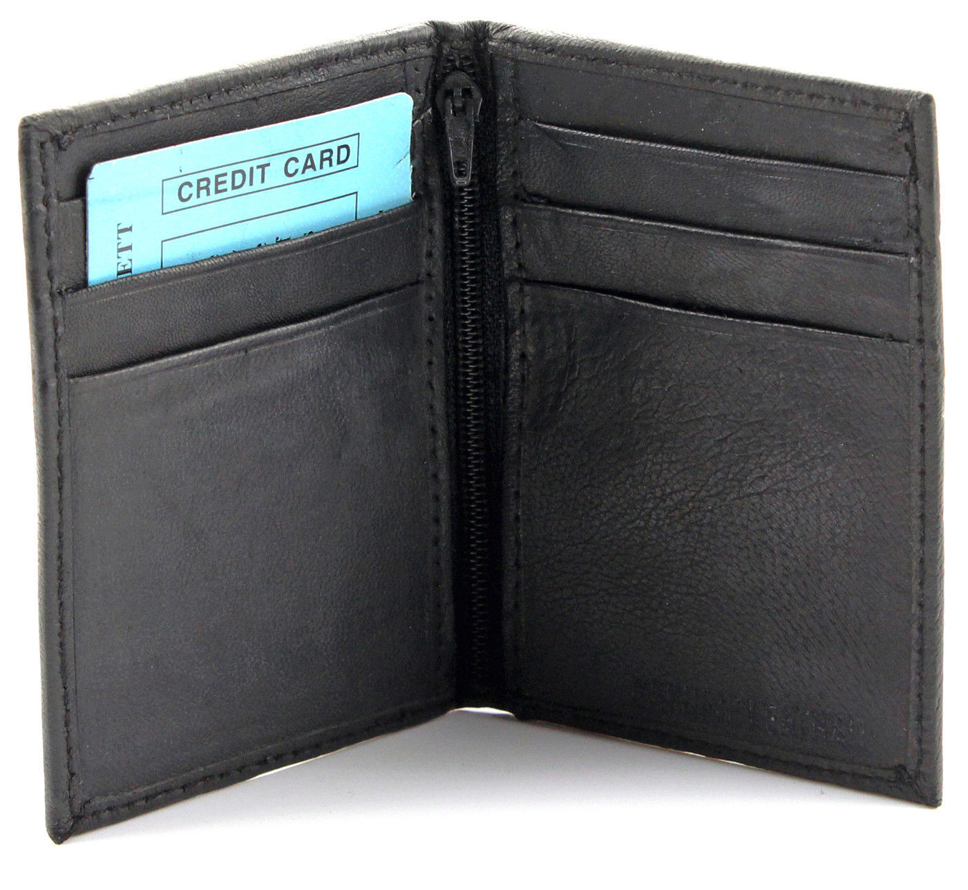 Mens Slim Thin Genuine Leather Bifold Id Wallet Money Credit Card Holder Window - Wallets