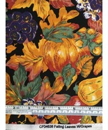 Fabric Autumn Theme Falling Leaves with Grapes 1 Yard - $8.00