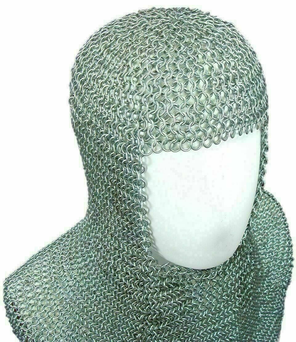 Medieval Chainmail Coif Templar Knight Crusader Choice Light Weight ...