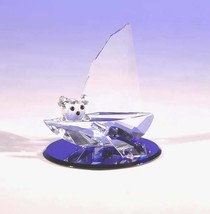 Crystal World Sailing Teddy Bear Dolphin Figurine New In Box - $59.39