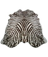 Zebra Print Cowhide Rug Size: 7.5&#39; X 6.3&#39; Brown/White Zebra Cowhide Rug ... - £198.44 GBP