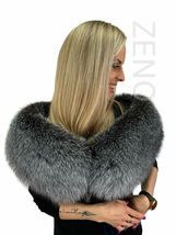 Blue Frost Fox Fur Shawl 47' Saga Furs Natural Color Fur Collar Wrap Scarf image 5