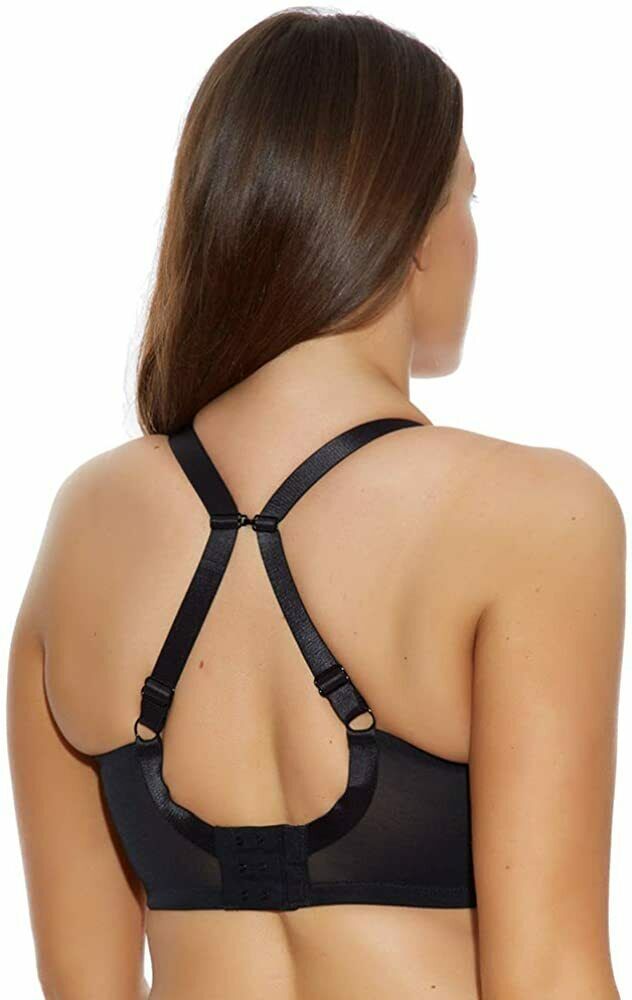 Elomi BLACK Energise Underwire with J Hook Sports Bra, US 42DDD, UK 42E Bras & Bra Sets