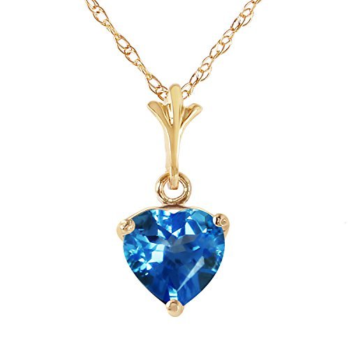 Galaxy Gold GG 14k14 Solid Yellow Gold Heart-shaped 1.15 Carat Natural Blue Top