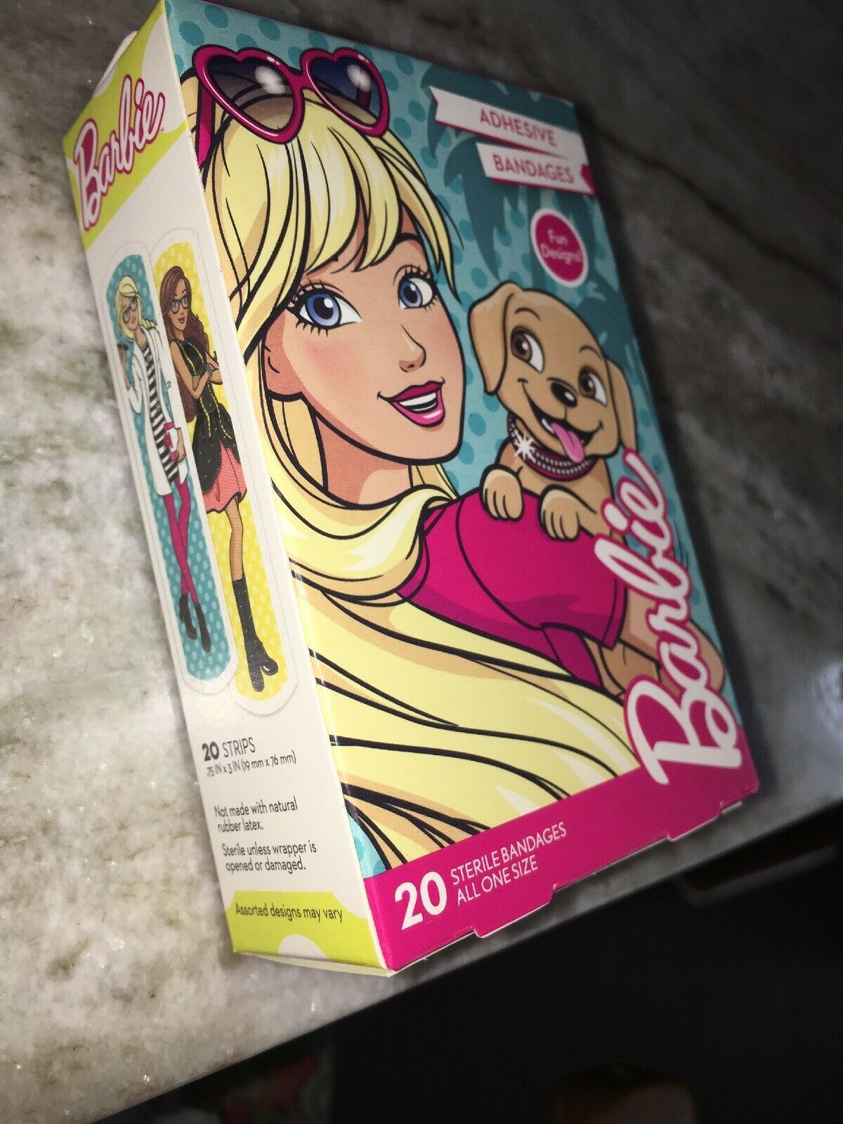 Children's Band Aids Barbie Bandages 20 In Box 2 Designs Kids New Bandages, Gauze & Dressings
