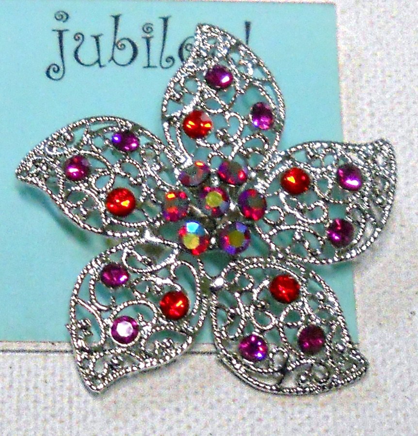 Primary image for Ruby & Pin Rhinestone Brooch Pin by Jubilee Sold at Hallmark Store 2" in Size