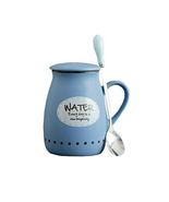 Lovely Ceramic Cup Coffee Tea Mugs Suit, Mug + Lid + Spoon, Blue - $22.73