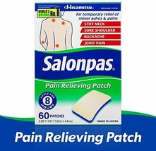 Salonpas Pain Relieving Patch - 60 Patches (Pack of 1) Free Shipping Exp... - $14.84
