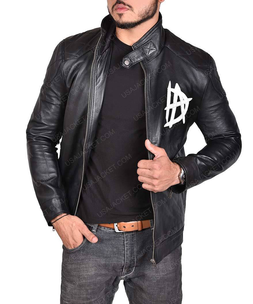 WWE Dean Ambrose DA Logo Black Sheepskin Leather Jacket - Coats & Jackets