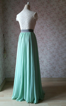 MINT GREEN Maxi Chiffon Skirts Mint Green Wedding Chiffon Skirt Plus Size image 6