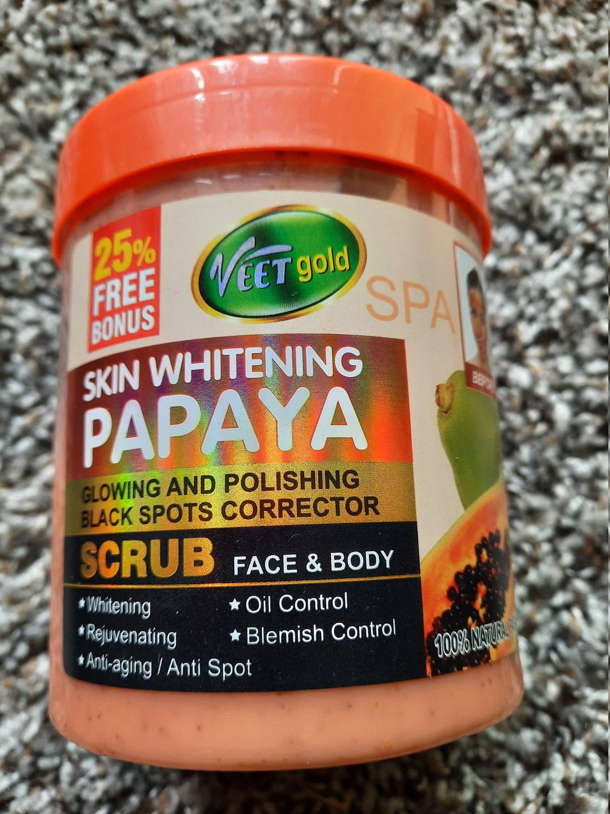 Veet gold skin whitening papaya glowing and polishing dark spots corrector scrub