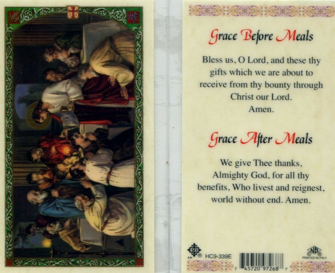 Grace Before and After Meals Prayer Card - Item EB885 - Laminated