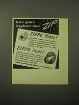 1948 Zippo Flints and Fuel Ad - Give your lighter new Zip - $14.99