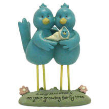 Blossom Bucket Blue Bird Couple with New Baby Figurine - Shower Nursery ... - £1.63 GBP