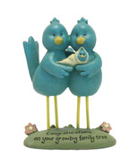 Blossom Bucket Blue Bird Couple with New Baby Figurine - Shower Nursery Gift - $1.99