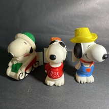 Vintage Peanuts: Lot of 3 Snoopy Squeeze Toys - Sled, Joe Cool, Farmer / BG - $19.24