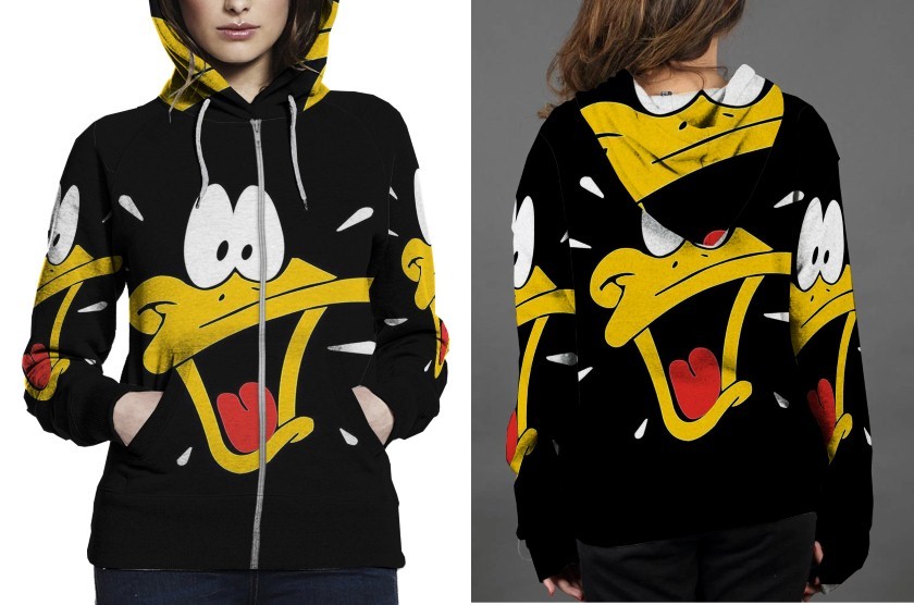 Daffy Duck in the dark Hoodie Zipper Fullprint Women - Sweatshirts, Hoodies