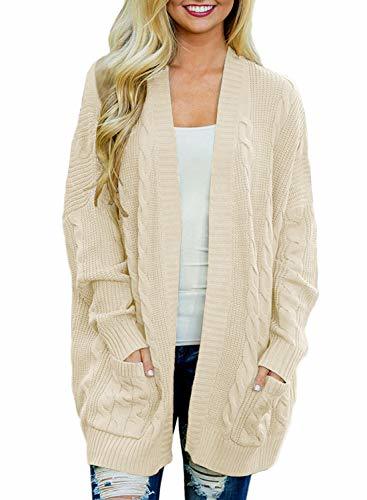 Doballa Women's Open Front Chunky Cable Knit Twisted Cardigan Sweater ...