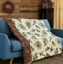 Forest Pines Reversible Soft Quilted Throw Blanket 50x60 in Virah Bella