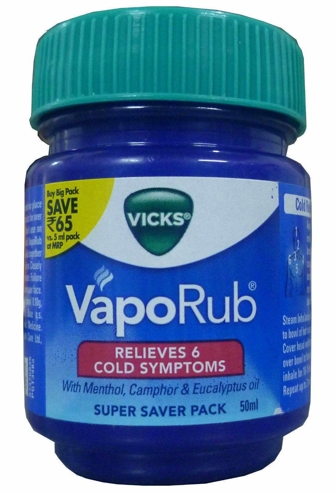 2 LOT! Vicks 50ml Vaporub Balm Ointment Menthol Camphor Eucalyptus Oil ...