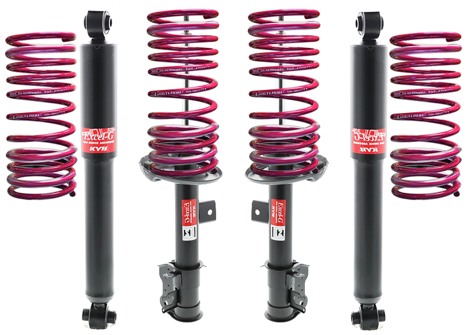 KYB 4 Shocks Struts & VOGTLAND Lowering Springs 20092018 Fiat 500 Full Kit Shocks & Struts