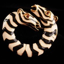 Exotic Zebra large Brooch - KJL signed pin / Vintage figural jewelry - A... - $120.00