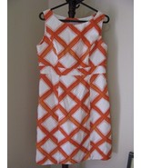 MERONA WOMENS SIZE 12 DRESS Orange Diamond Print Side Zip Sleeveless Lined - $16.82