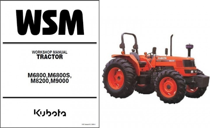 Kubota M6800 M6800S M8200 M9000 Tractor WSM Service Workshop Manual CD
