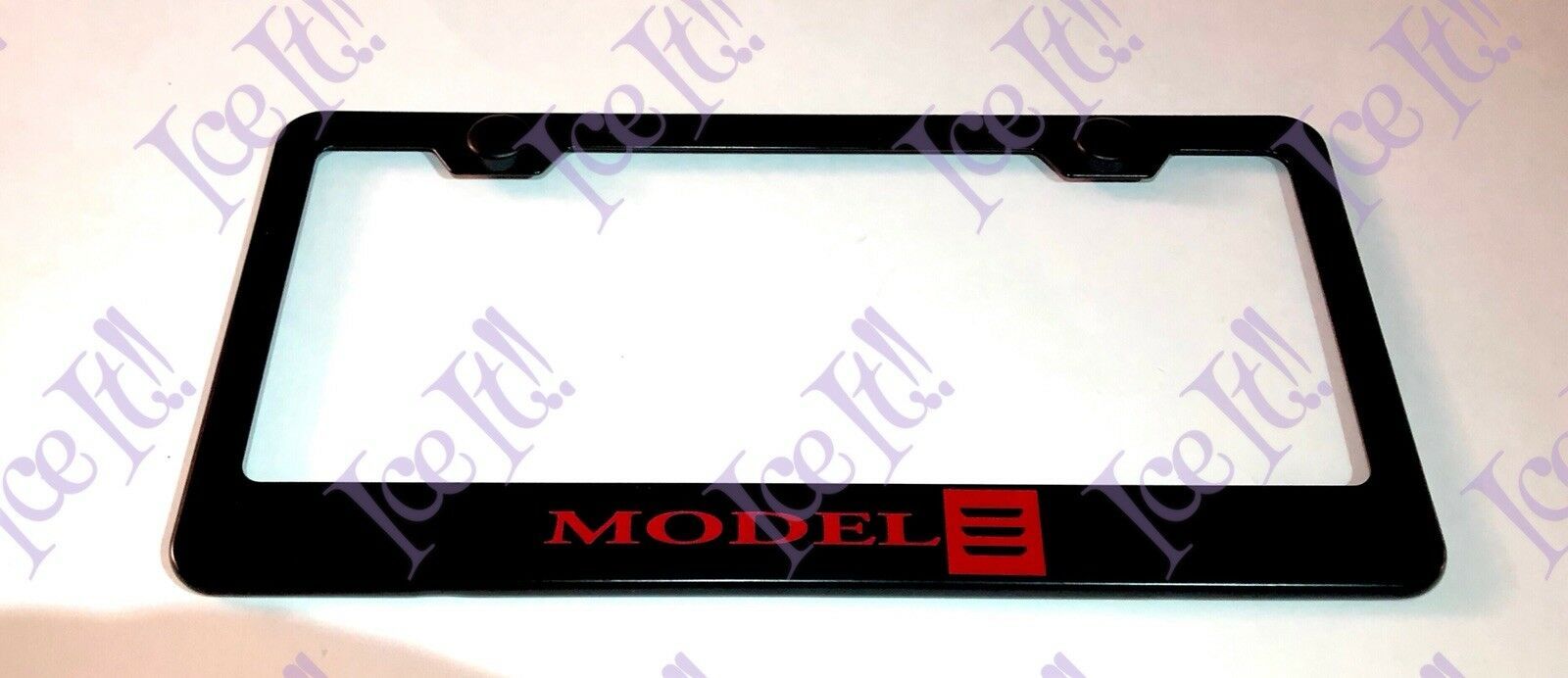 Red MODEL 3 Tesla Stainless Steel Black License Plate Frame W/ Bolt
