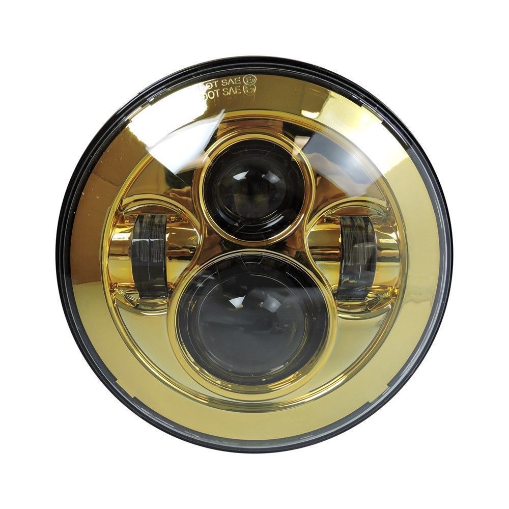 7" Harley Davidson Motorcycle Headlight Gold LED Daymaker Fat Boy FLSTF